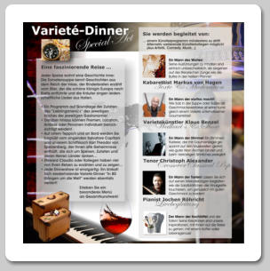 Flyer Variete-Dinner "In 80 Gängen um die Welt"